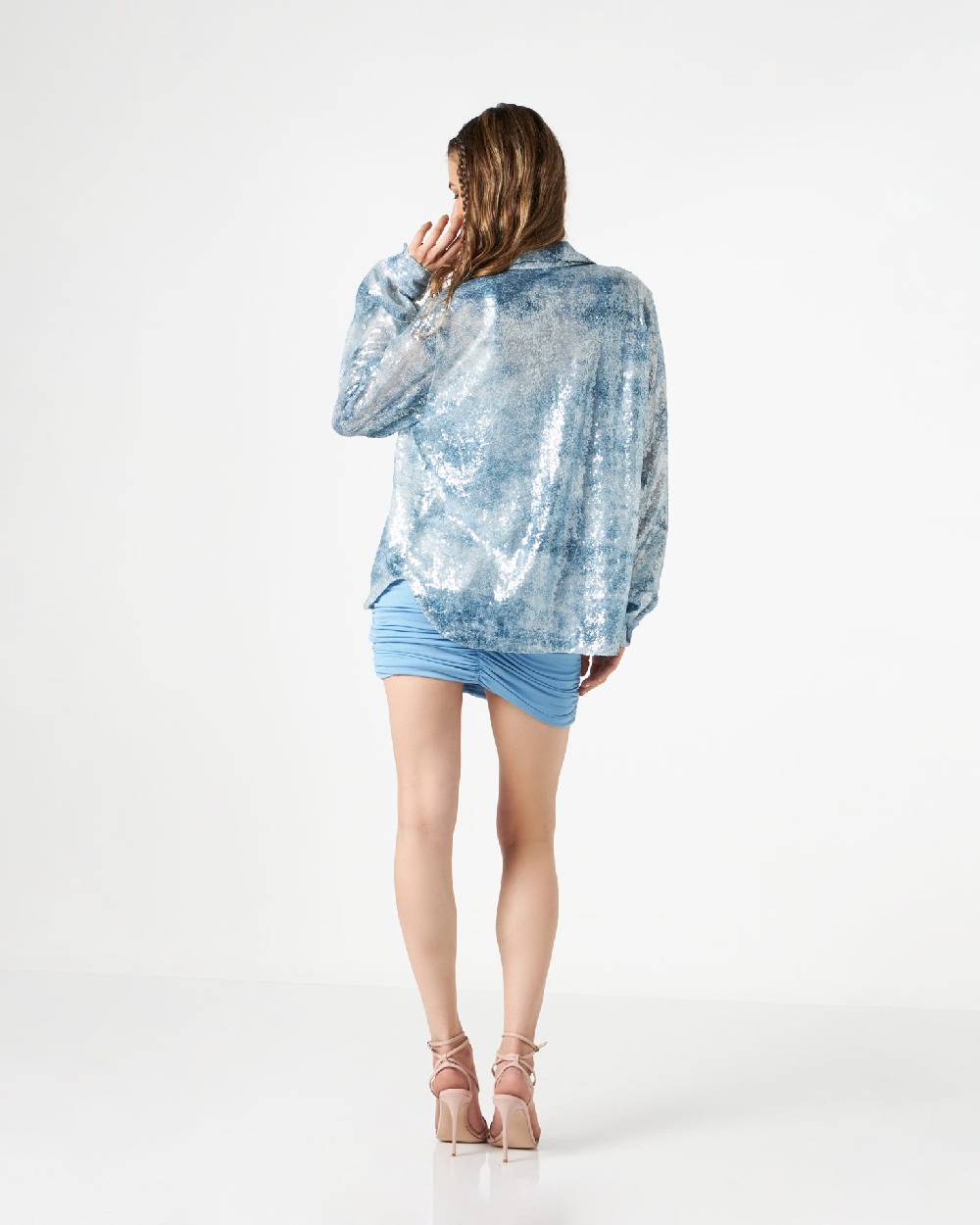 Le Twins Daniela Paillettes Jeans Celeste Negozio