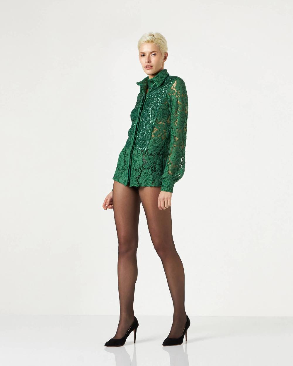 Le Twins Marsala Pizzo e Paillettes Verde Sostegno trimestrale