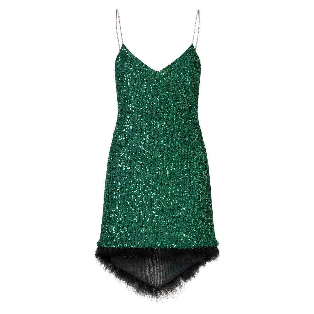 Le Twins Alessandria Paillettes Piume Verde Negozio