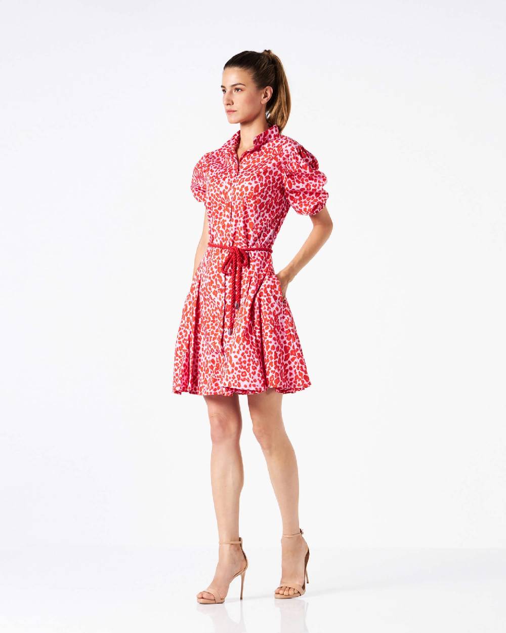Le Twins Sofy Animalier Rosso con Cintura In Linea