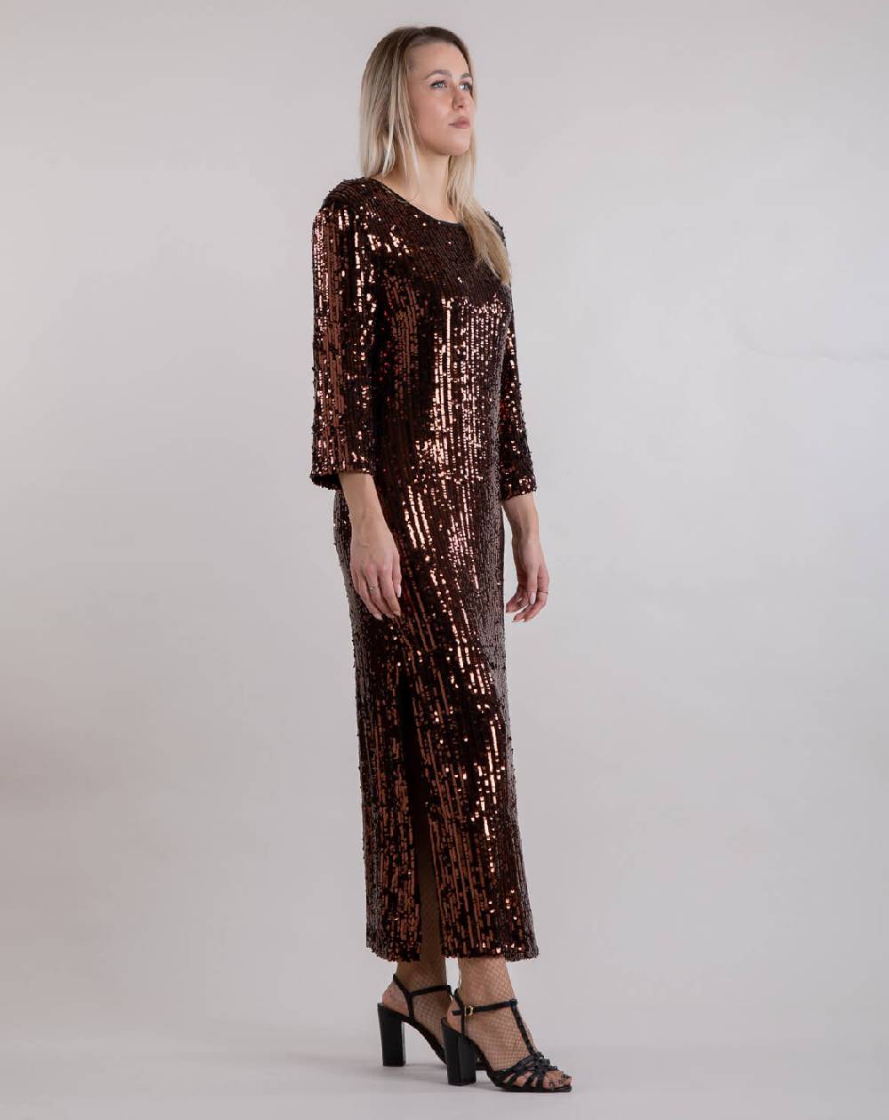 Le Twins Abito Michela – Paillettes Bronzo In Vendita
