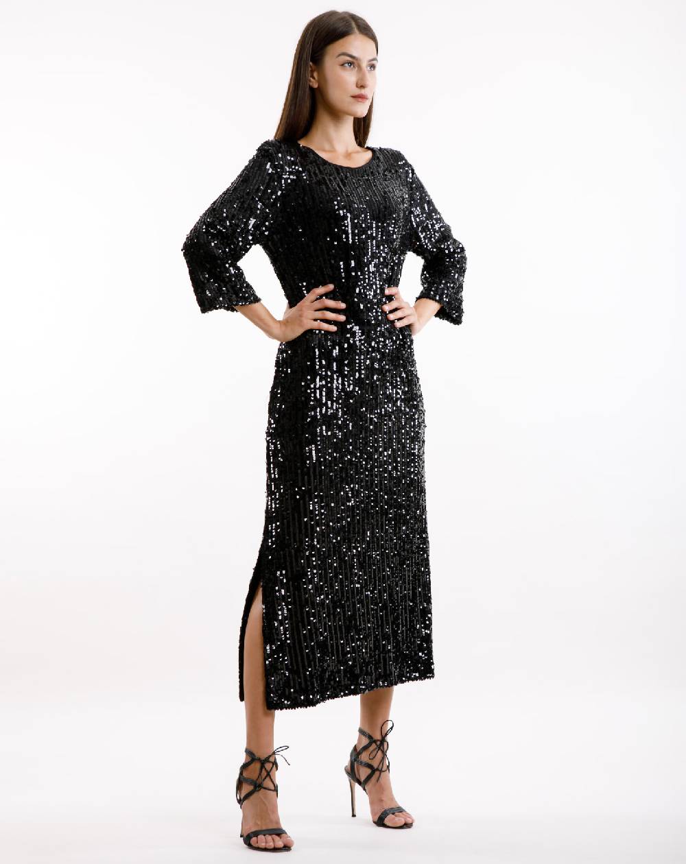 Le Twins Abito Michela – Paillettes Nero Offerte