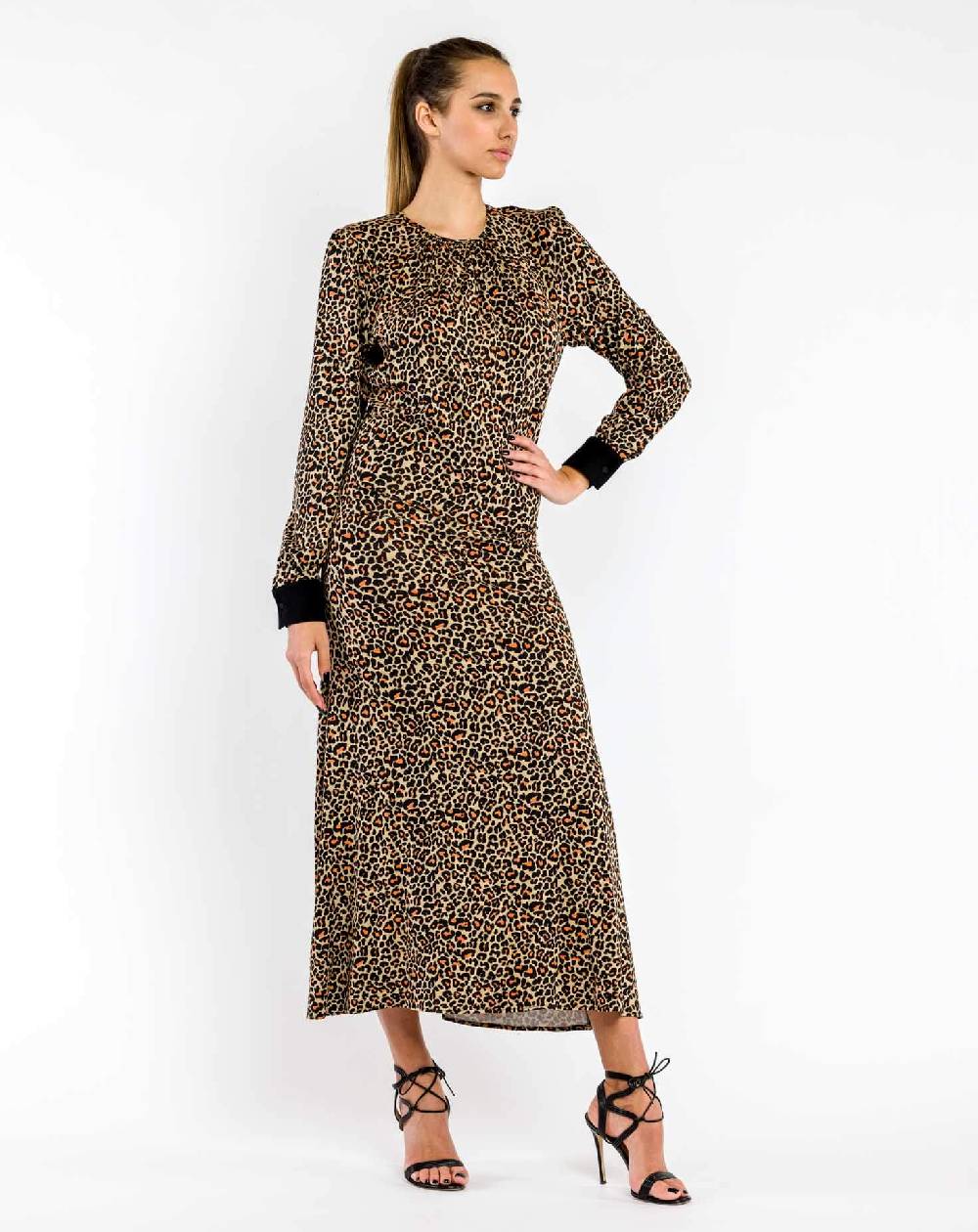 Le Twins Abito Rosio Animalier Arancio Saldi Di Fabbrica