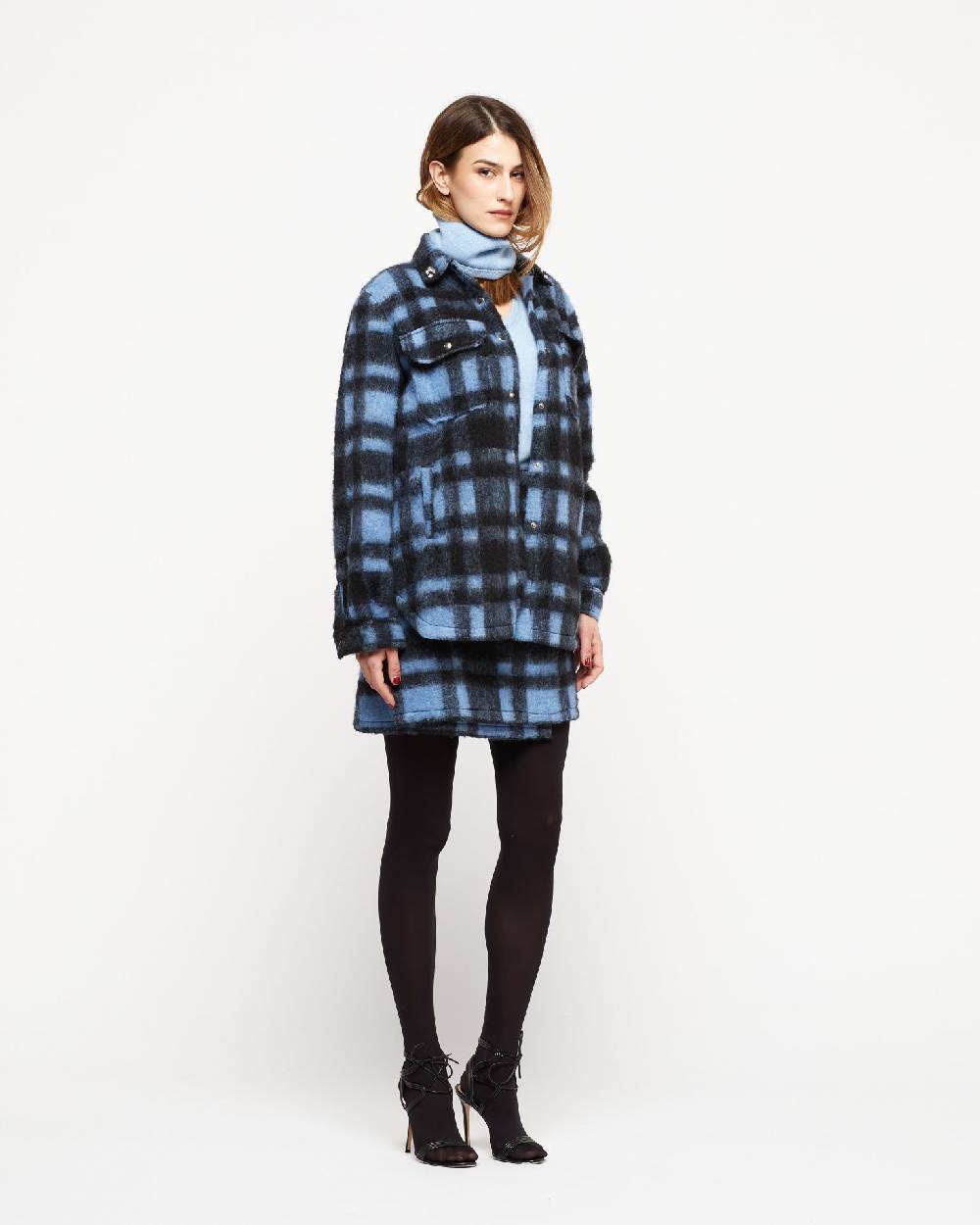 Le Twins Camicia Daniela – Quadri Celeste e Nero Online