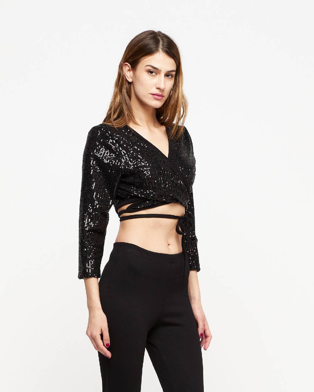 Le Twins Copri Spalla Lena – Paillettes Nero Offerte
