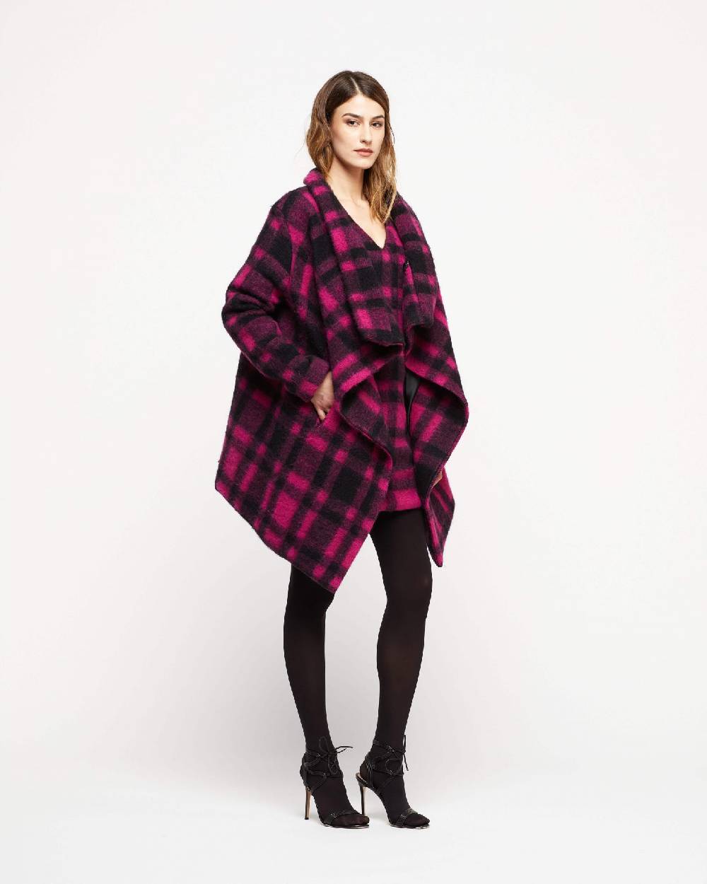 Le Twins Mantella Trieste – Quadri Fucsia e nero Vendite Flash