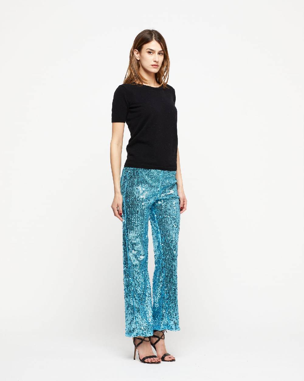 Le Twins Pantalone Raffy – Paillettes Celeste Sconto