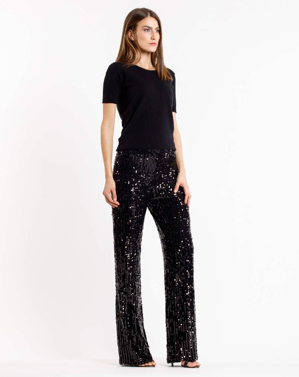 Le Twins Pantalone Raffy – Paillettes Nero Offerta