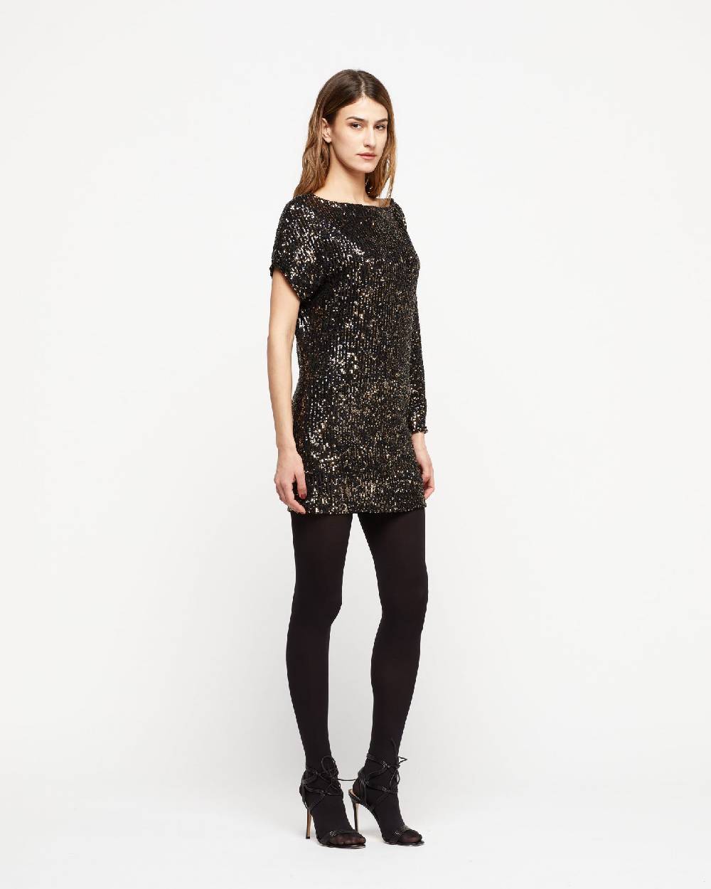 Le Twins Abito Ezia – Paillettes Nero e Oro Negozi Online