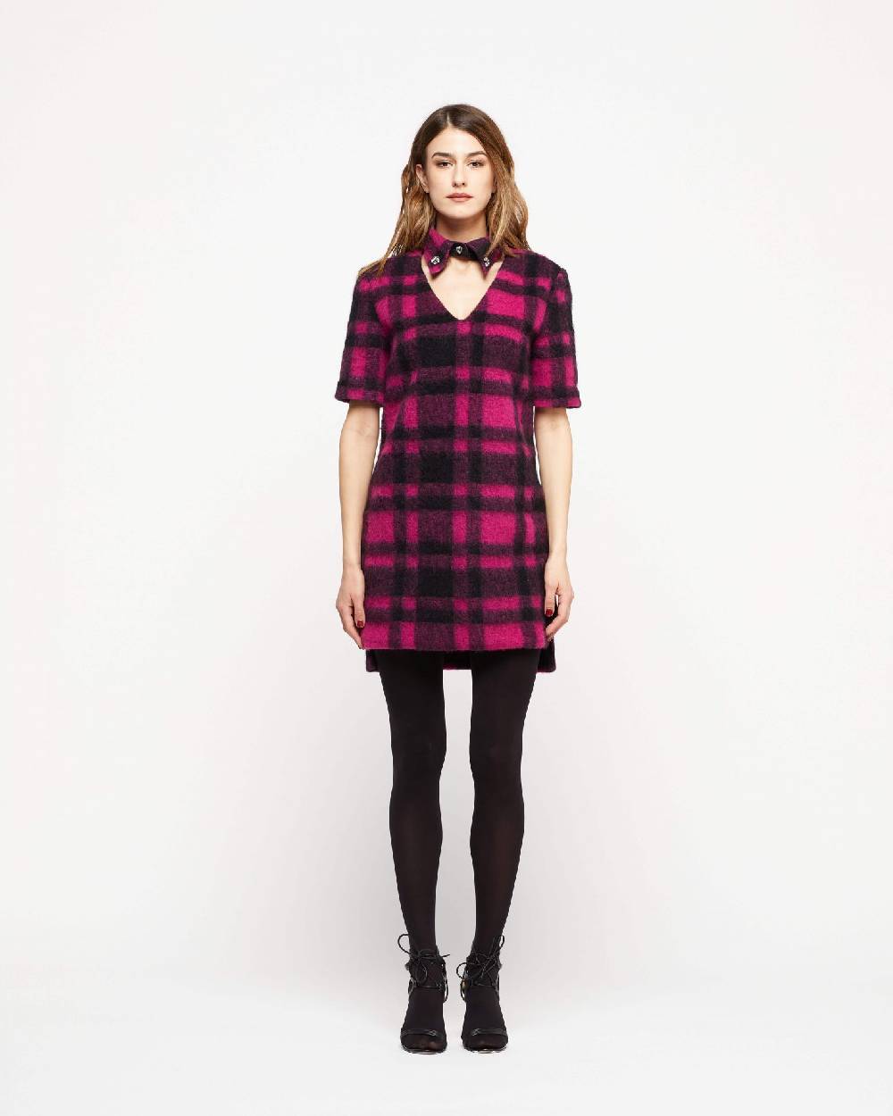 Le Twins Abito Parma – Quadri Fucsia e Nero
