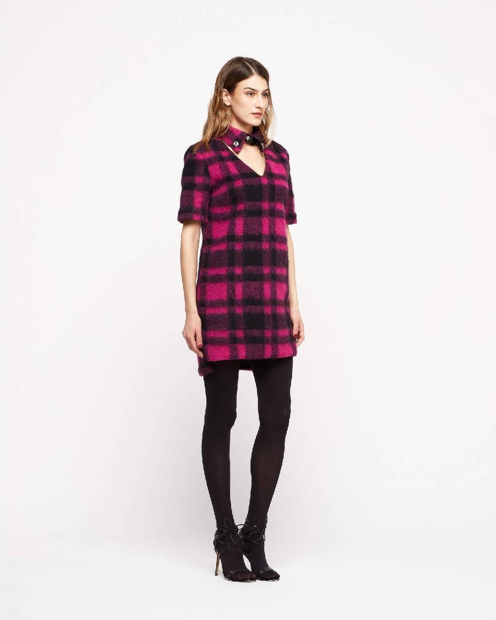 Le Twins Abito Parma – Quadri Fucsia e Nero Shopping Online