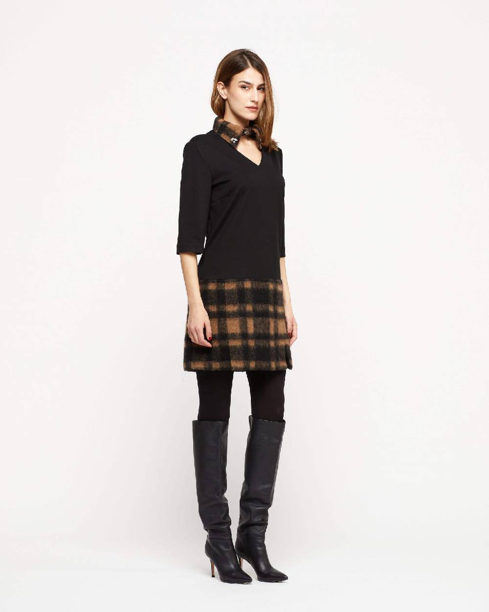 Le Twins Abito Torino – Quadri Marrone e Nero Outlet