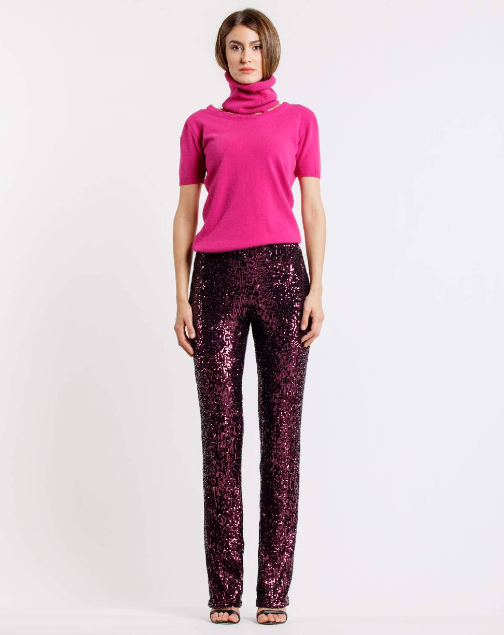 Le Twins Pantalone Raffaella – Paillettes – Bordeaux Presa