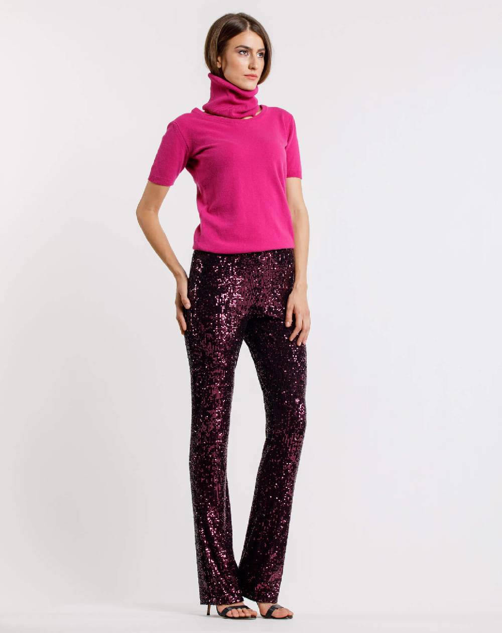 Le Twins Pantalone Raffaella – Paillettes – Bordeaux Presa