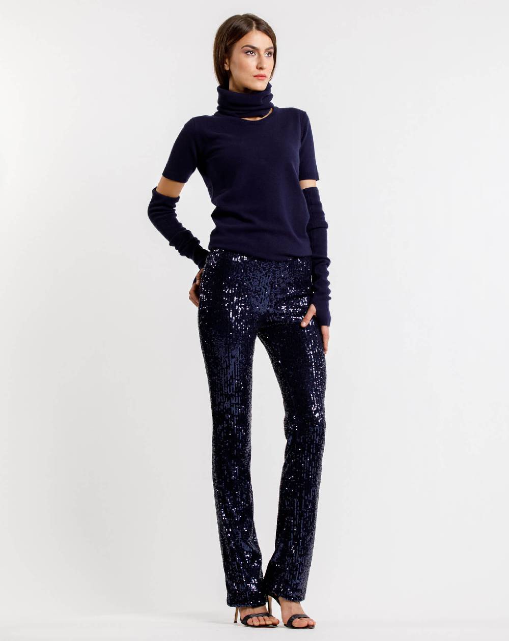Le Twins Pantalone Raffaella – Paillettes Blu Sconto