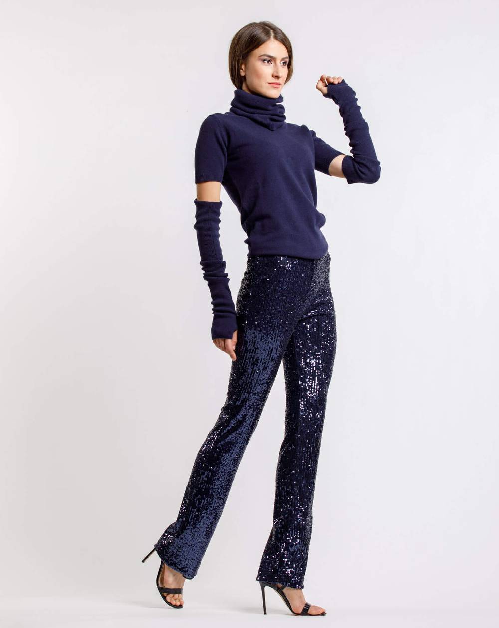 Le Twins Pantalone Raffaella – Paillettes Blu Sconto