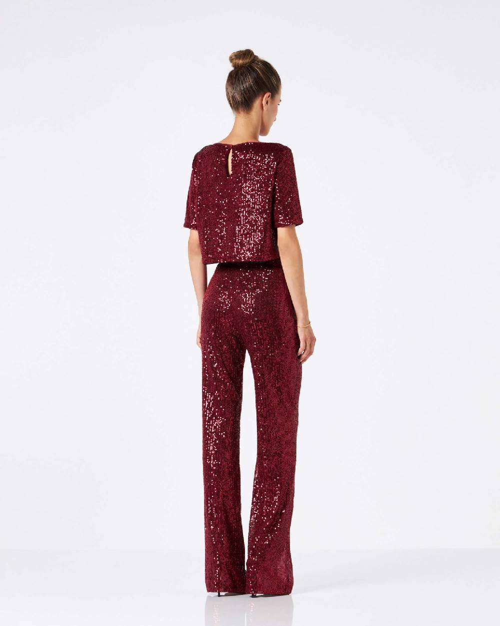 Le Twins Pantalone Raffaella – Paillettes Bordeaux Offerta