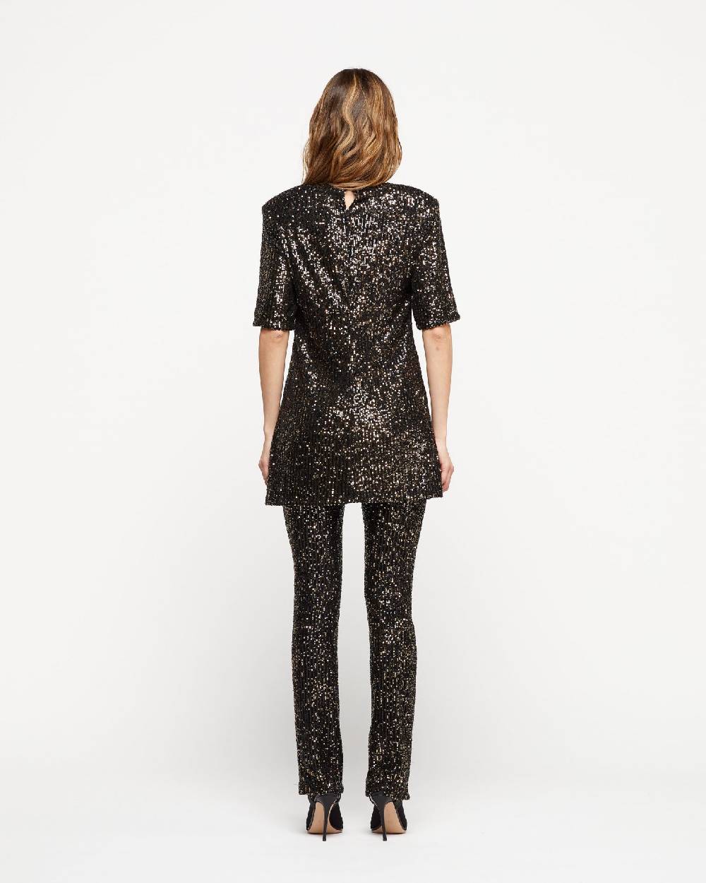 Le Twins Pantalone Raffaella – Paillettes Nero e Oro Economico