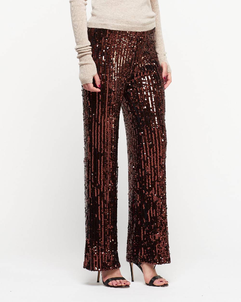 Le Twins Pantalone Raffy – Paillettes Bronzo Saldi