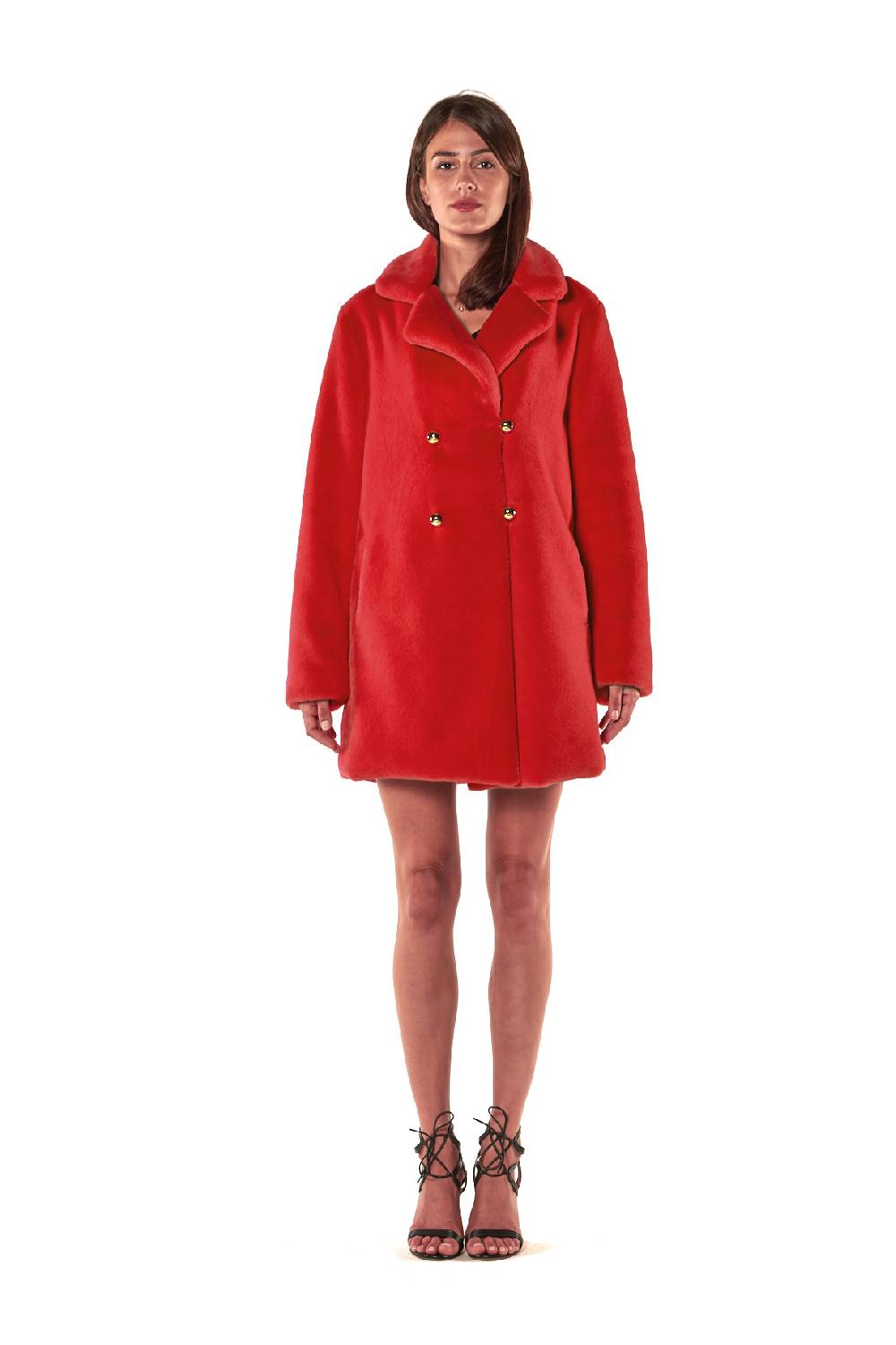 Le Twins Ecopelliccia Greta – Rosso Vendita Calda
