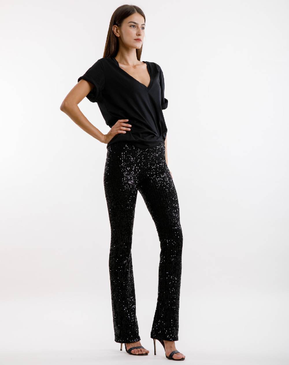 Le Twins Pantalone Raffaella – Paillettes Nero Qualità