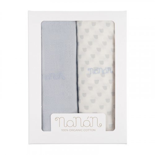Nanán Set 2 pz mussola azzurro 120x120 cm In Vendita