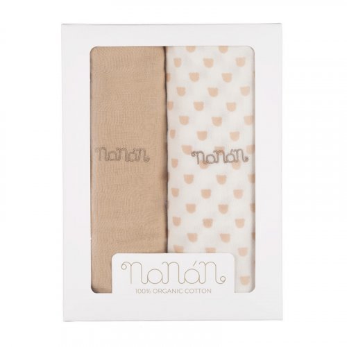 Nanán Set 2 pz mussola beige 120x120 cm Saldi