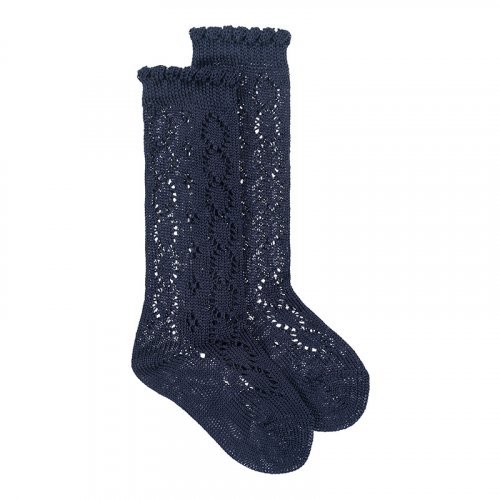 Nanán Calzino lungo traforato blu