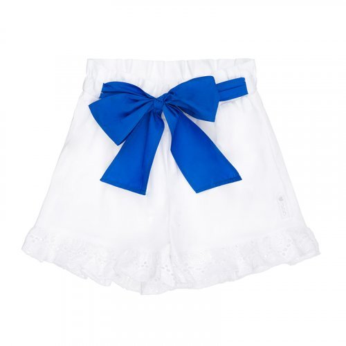 Nanán Shorts bianchi con fiocco blu