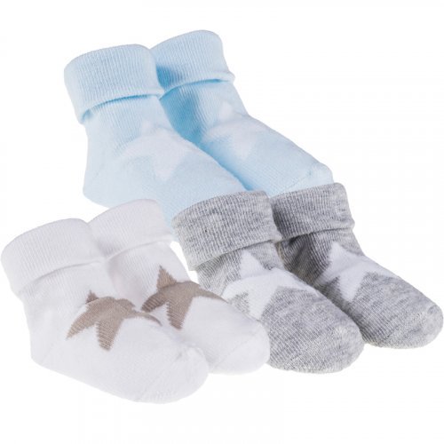 Nanán Set 3 Calzini Bianchi, Grigi e Azzurri con Stella