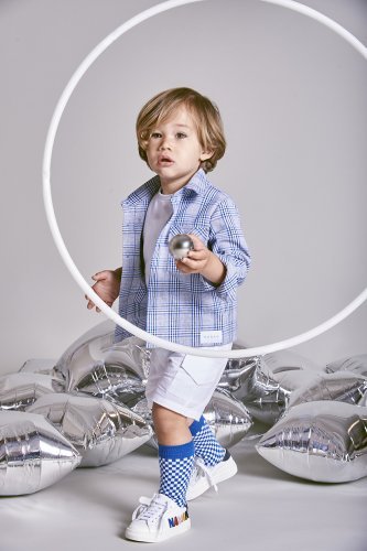 Nanán Giacca/camicia scozzese blu Outlet
