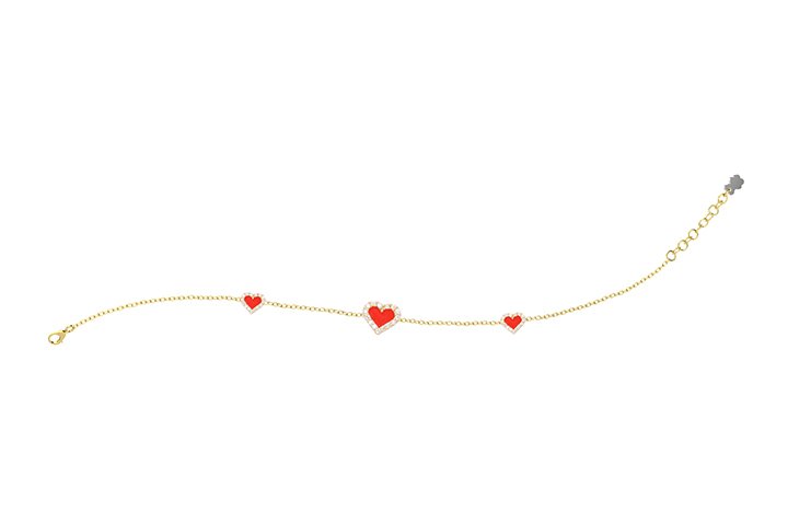 Nanán Bracciale Cuori Rossi Argento Online
