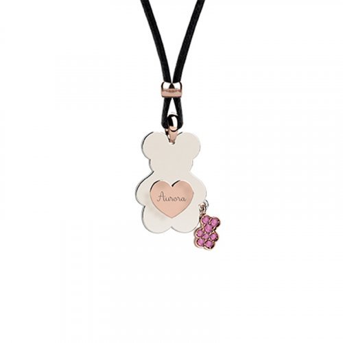 Nanán Pendente Orso con Cordino- Rosa Spedizione Gratuita