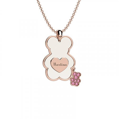 Nanán Pendente Orso Ceramica-Oro 9Kt Rosa Negozi Online