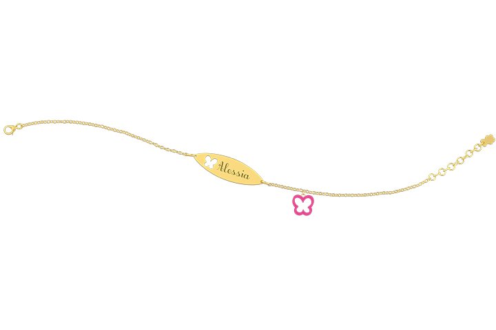 Nanán Bracciale con Targhetta - Charms farfalla rosa