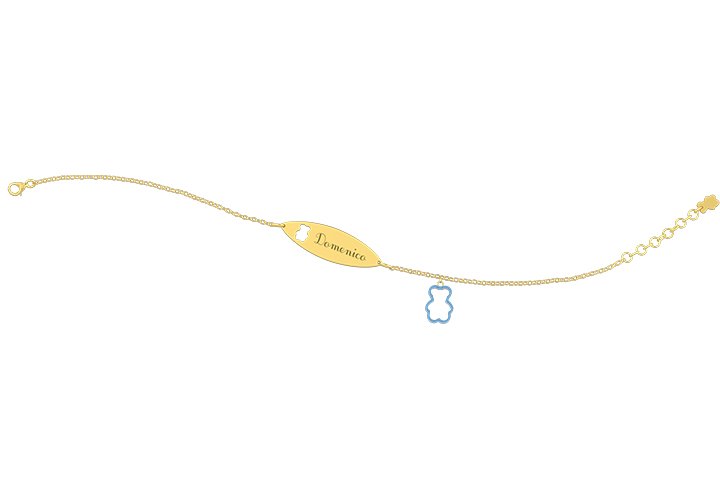 Nanán Bracciale con Targhetta - Charms orsetto azzurro Outlet