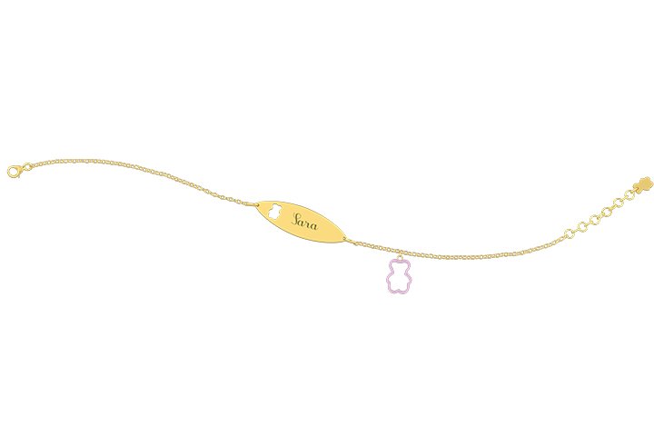 Nanán Bracciale con Targhetta - Charms orsetto rosa In Vendita