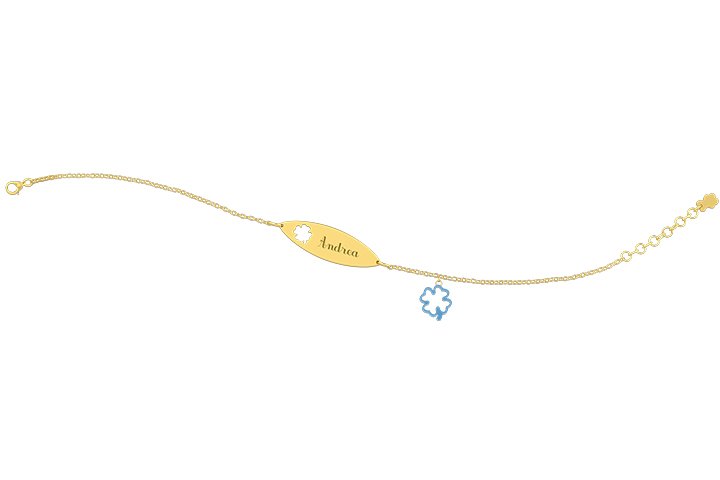 Nanán Bracciale con Targhetta - Charms quadrifoglio azzurro Vendita Economica