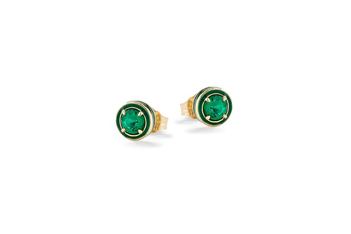 Nanán Orecchini Pietra Brillante Verde Argento