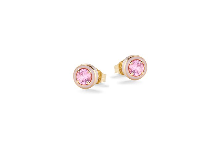 Nanán Orecchini Pietra Brillante Rosa Argento