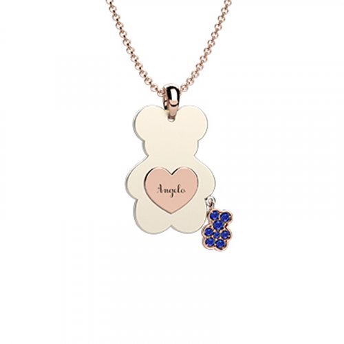 Nanán Pendente Orso Ceramica-Oro 9Kt Blu Offerta Anniversario