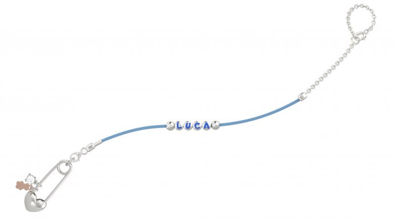 Nanán Spilla Portaciuccio con cordino azzurro - Ag 925 Online Outlet