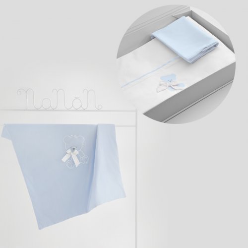 Nanán Gift Promo: Set Lenzuola carrozzina + Copertina carrozzina AZZURRO Sottocosto