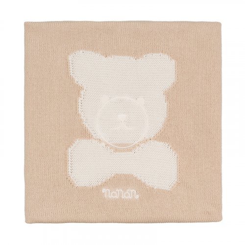 Nanán Coperta in filo beige con orso Vendita calda