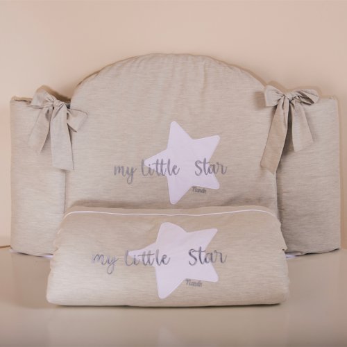 Nanán Set piumone e paracolpi My little Star grigio