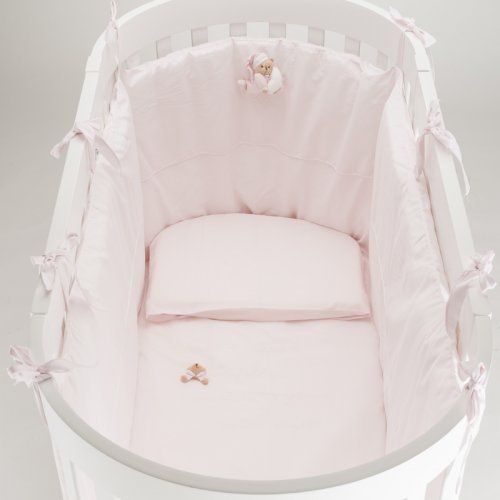 Nanán Set Piumone e Paracolpi 4pz per Lettino Ovale- Puccio Rosa