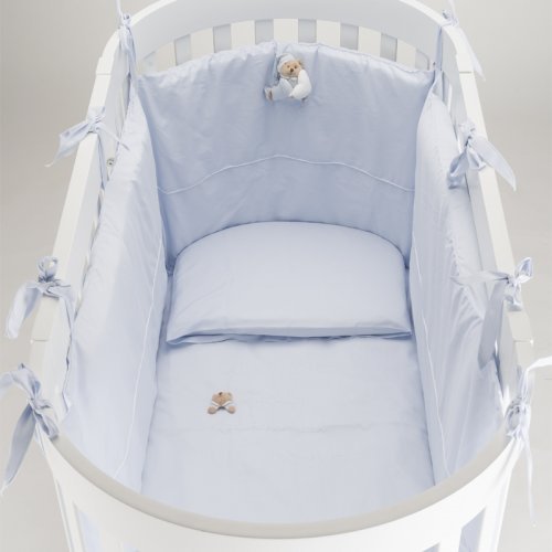 Nanán Set Piumone e Paracolpi 4pz per Lettino Ovale -Puccio Azzurro Super sconto