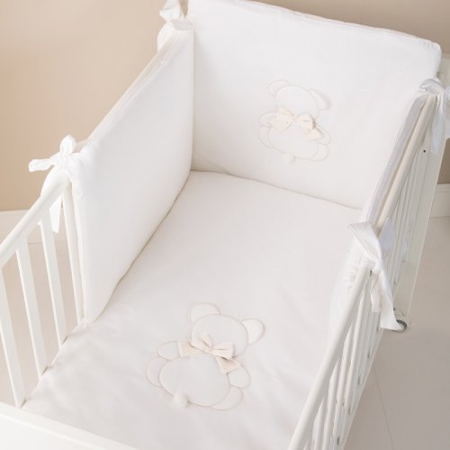 Nanán Set Piumone Letto 4pz Fiocco Bianco Enormi sconti