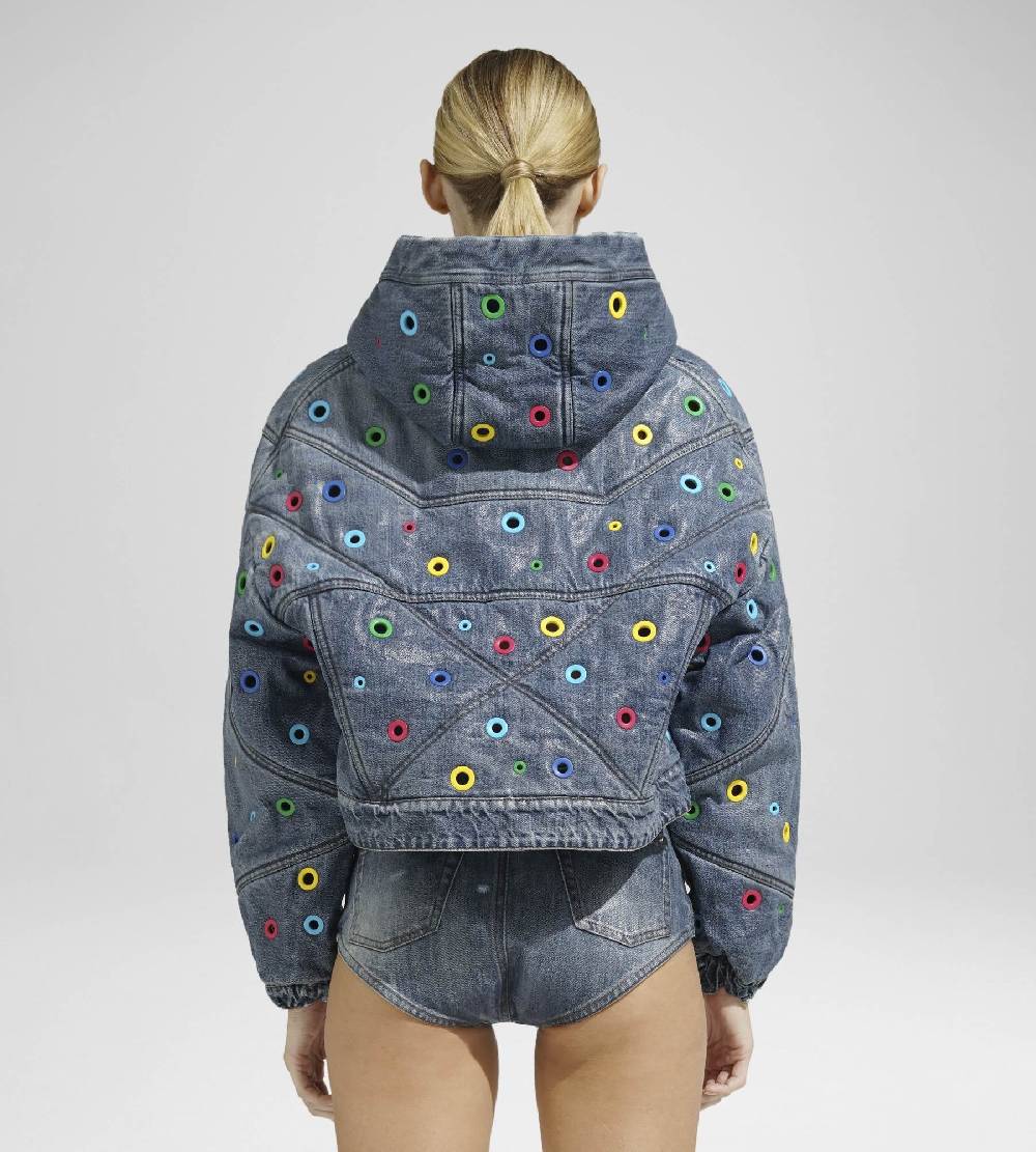 ﻿Khrisjoy KHRIS CROP DENIM EYELETS MULTICOLOR DENIM Offerte stagionali