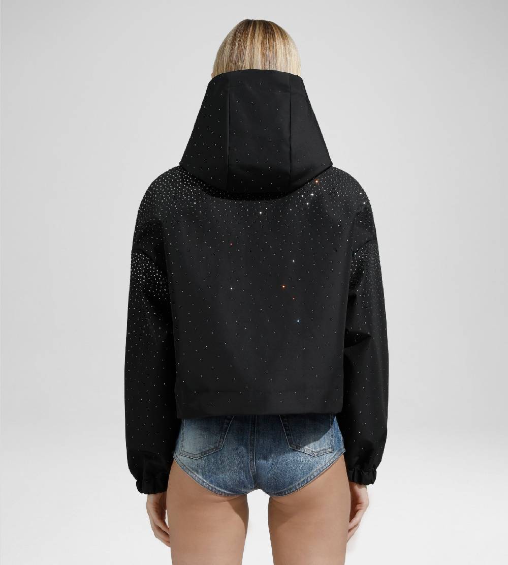 Khrisjoy KHRIS CROP WINDBREAKER STRASS BLACK Liquidazione